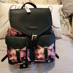Victoria's Secret Black and Purple Floral Backpack NWT, FIRM ON PRICE